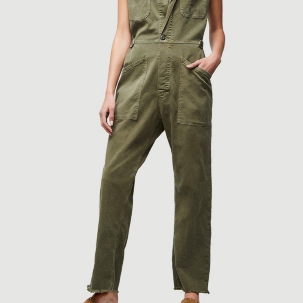 Frame Le Service Twill Jumpsuit In Militia Green - Picture 2 of 11